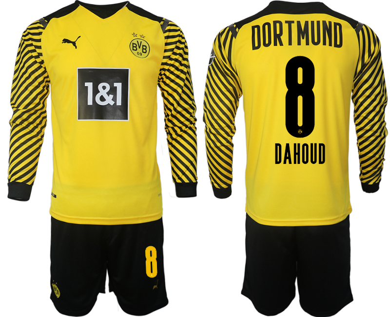 Cheap Men 2021-2022 Club Borussia Dortmund home yellow Long Sleeve 8 Soccer Jersey
